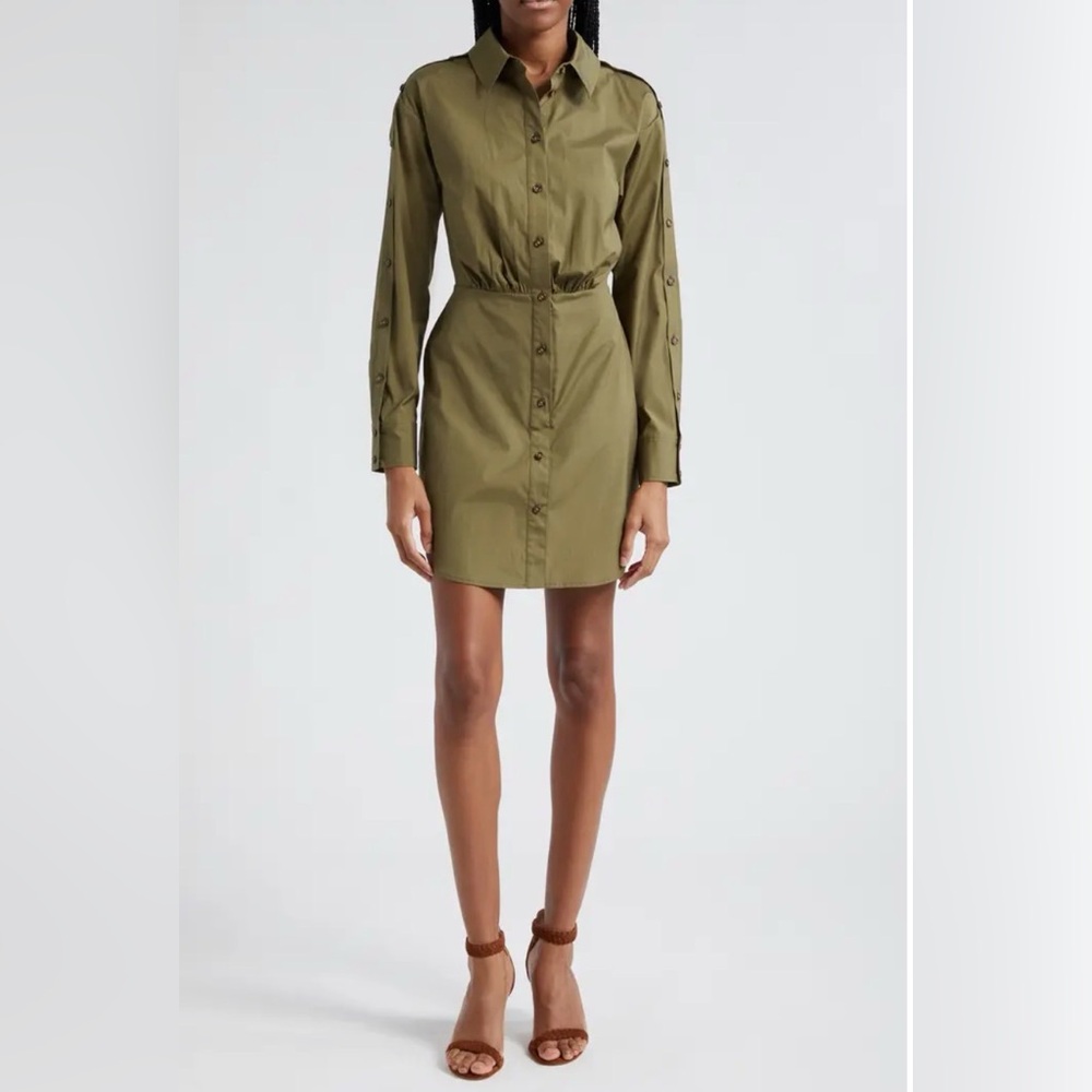 Veronica Beard Rae Button Long Sleeve Mini Shirtdress ORG $448